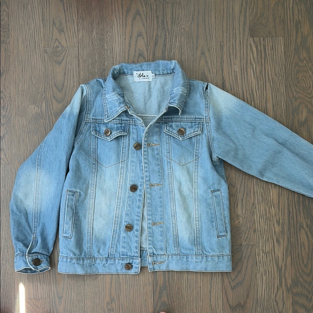 Lola and the Boys- Light Wash Denim Jacket for Kids with Sequin heart
